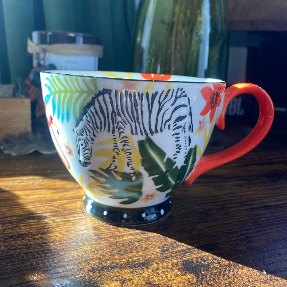 Cost Plus World Market Zebra Print Mug with Red Handle